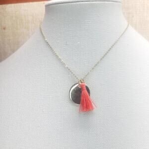 Charming Charlie Dainty Delicate Gold Tone Coral Tassel Pendant Necklace NWT